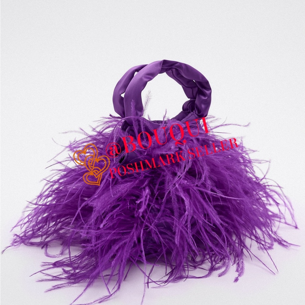 BLOGGERS FAV ZARA PURPLE FEATHER BUCKET CROSSBODY BAG